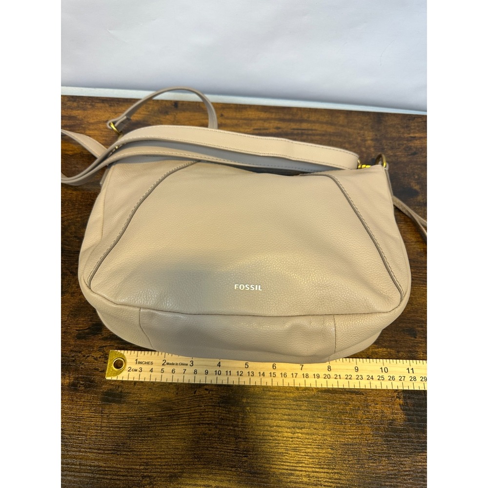 Fossil Skylar Cowhide Leather Crossbody Shoulder Bag Cream Detachable Long Strap - Picture 5 of 12